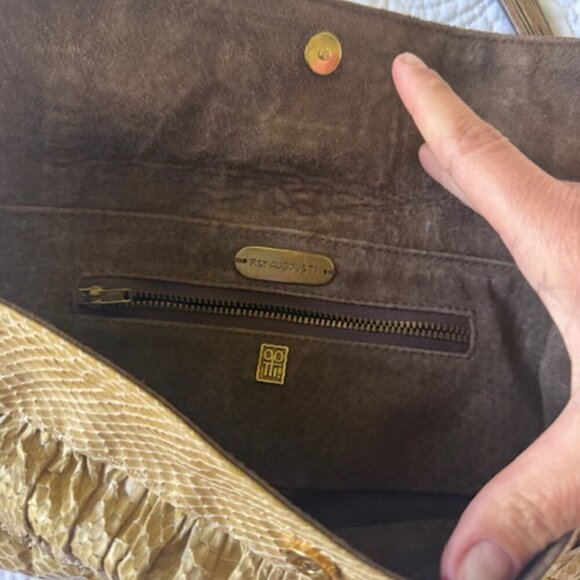 R&Y Augousti Beige Snakeskin Clutch - Picture 3 of 4